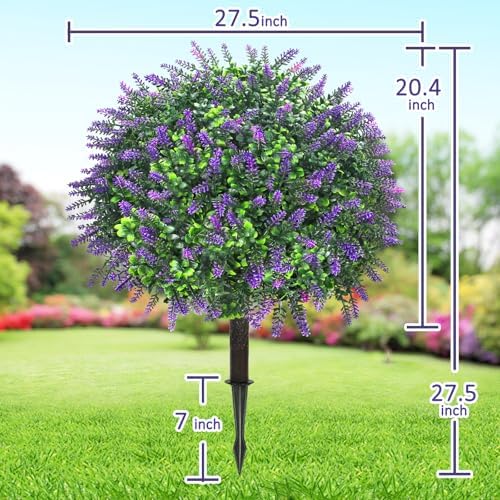 Artificial Lavender Topiary Balls 2 Set 20 Inch Decor