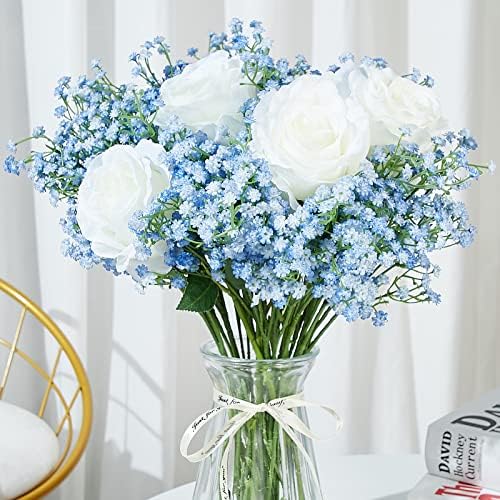LYLYFAN Babys Breath Artificial Flowers 12Pcs Blue Gypsophila Wedding Decoration