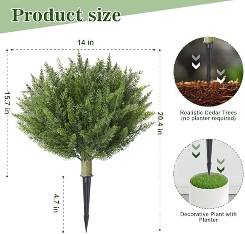 Set of 2 Artificial Cypress Topiary with Metal Spike