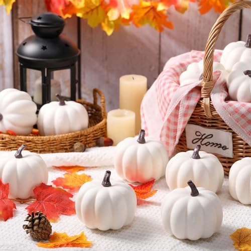 Liliful 4 Inch Artificial Foam Pumpkins 12 Pcs Fall Decor