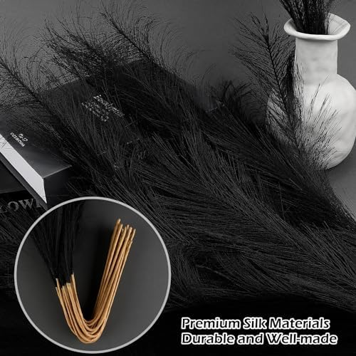 SeptCat 30 Pcs Black Pampas Grass Decor
