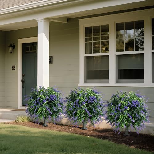 Artificial Lavender Boxwood Topiary Ball Trees Set of 2