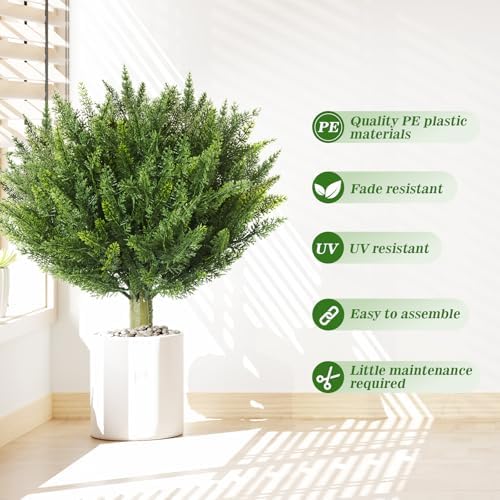 Set of 2 Artificial Cypress Topiary with Metal Spike