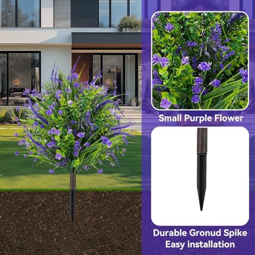ENVEN Artificial Topiary Ball Trees with Ground Spikes Purple Flowers