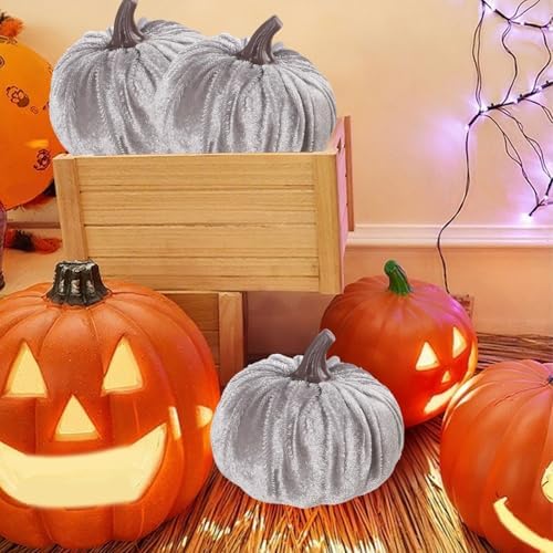5PCS Velvet Pumpkins Decor Set - Autumn Home Kitchen Decor