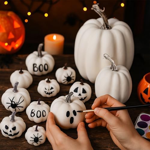 DomeStar Artificial White Pumpkins 16PCS