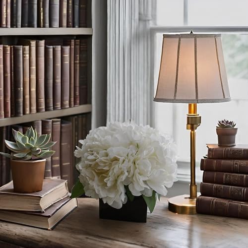 LADADA Artificial Peony Bouquet in Square Black Ceramic Vase