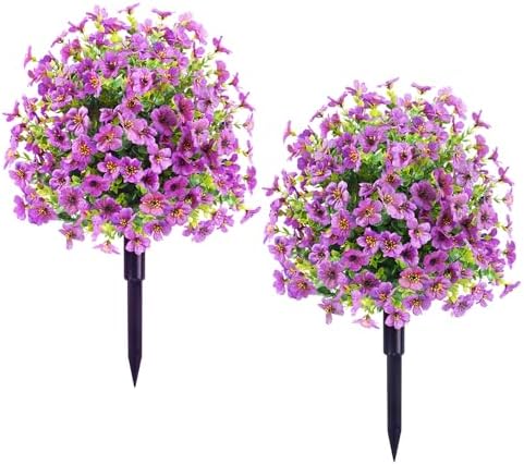 BELIFI Artificial Topiary Ball Tree with Ground Spike 2 Pcs Purple