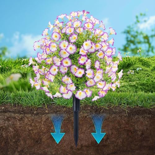15 Inch Artificial Morning Glory Topiary with Ground Spike