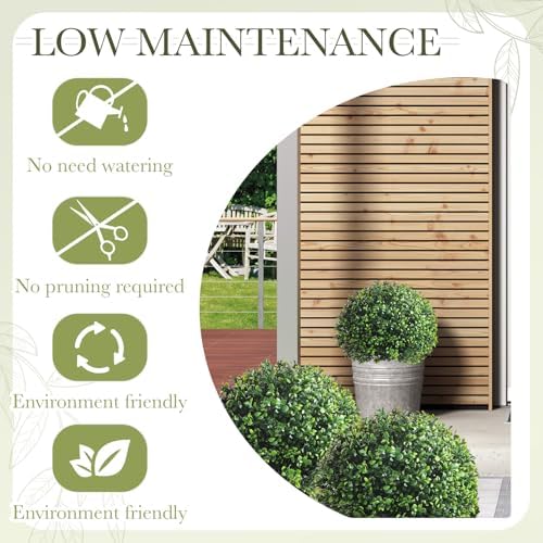 Yunlly 4 Pack 18 Inch Artificial Boxwood Topiary Trees