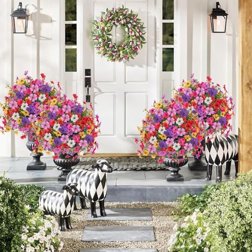 2 Pack Artificial Topiary Trees with Ground Spike UV Resistant