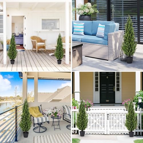 4FT Artificial Cedar Topiary Trees Set of 2