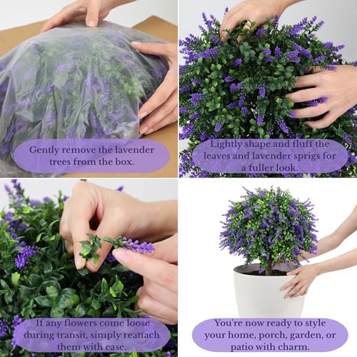 CAZZOVA Artificial Lavender Topiary Balls 2 Pack UV Resistant
