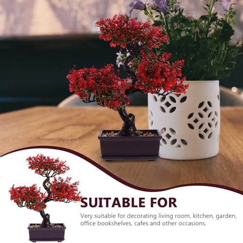Cabilock Artificial Red Bonsai Tree Indoor Decor