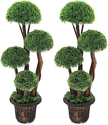 Goplus Artificial Cypress Topiary Ball Tree 2 Pack 3 Ft