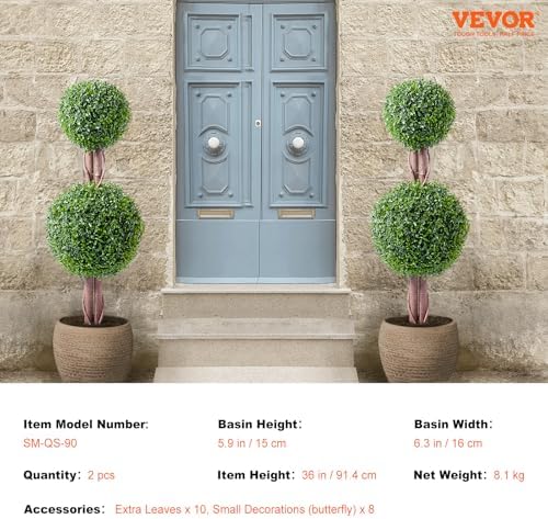 VEVOR Artificial Topiary Tree Set 36 Inch Tall 2 Pieces