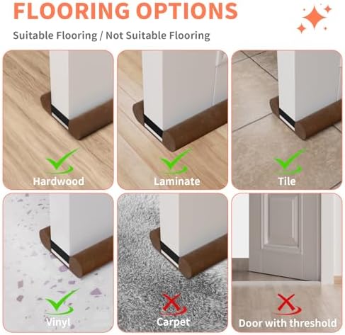BKSAI Upgraded Door Draft Stopper 28-32in Brown