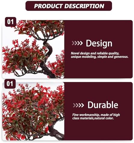 Cabilock Artificial Red Bonsai Tree Indoor Decor