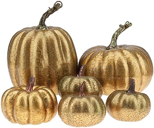 6 Pcs Gold Artificial Pumpkin Halloween Decor