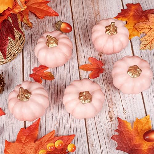 Whaline Artificial Pink Pumpkins 12pcs Bulk Fall Decor