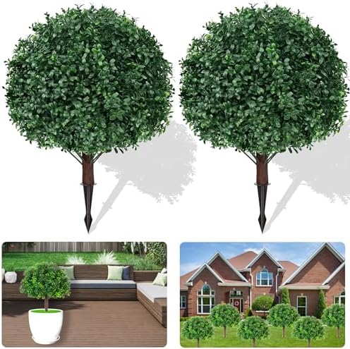 Moeput Artificial Boxwood Topiary Ball Trees Set of 2