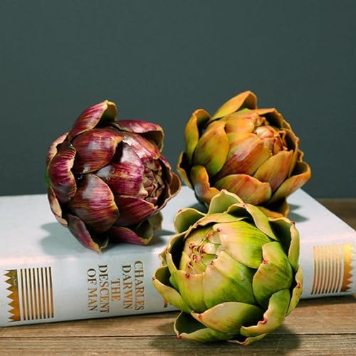 DKALIO Artificial Artichoke Decoration Purple Small 3 pcs