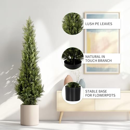 5 Ft Artificial Cedar Topiary Trees 2 Set