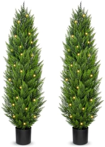 Briful 5ft Cedar Topiary Trees Artificial Set of 2 1