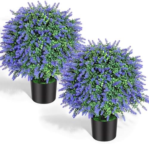 216 Inch Artificial Lavender Topiary Trees Set of 2
