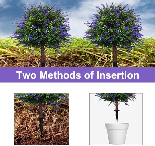 COSDACE Artificial Lavender Topiary Ball Trees 2 Sets