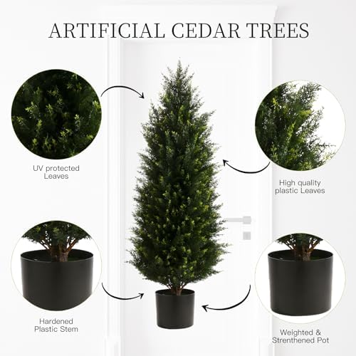 Two 32FT Artificial Cedar Topiary Trees