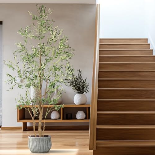 OXLLXO 82ft Artificial Olive Tree with Plastic Pot