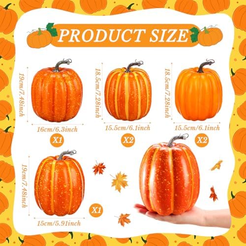 VioraWhite 6 Pcs Artificial Pumpkins Fall Decor