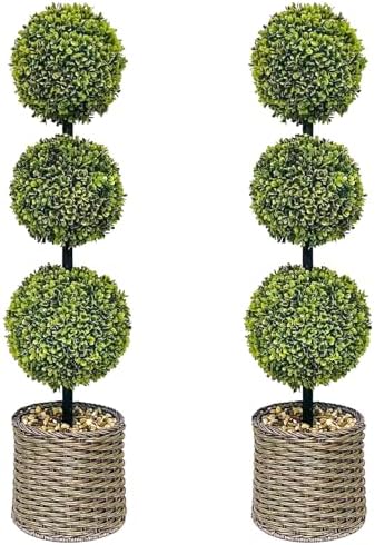 ChrisXiao 3ft Artificial Boxwood Topiary Set of 2