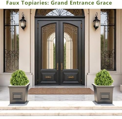 27 Inch Realistic Artificial Boxwood Topiary Set of 2