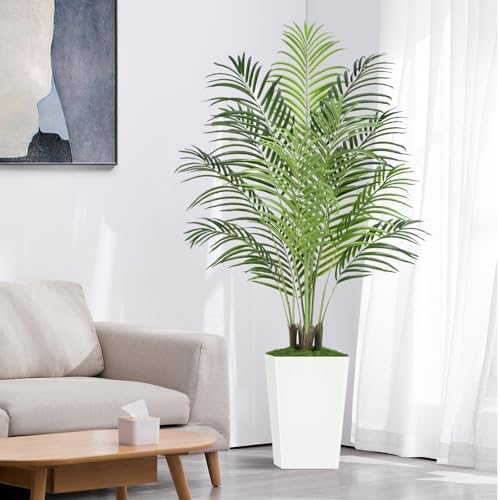 5ft Artificial Palm Tree with White Planter