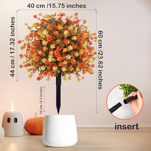 2 Pack Fall Artificial Topiary Trees with Ground Spikes