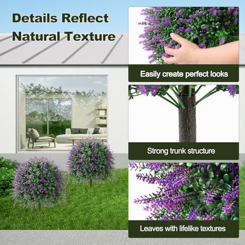 26 Inch Artificial Lavender Topiary Set of 2