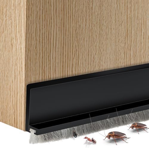 2 Pcs Door Sweep with Brush and Self Adhesive Seal