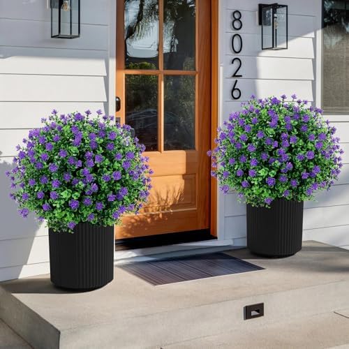 Artificial Purple Topiary Ball Tree 25 Set of 2 UV Resistant Fade Proof