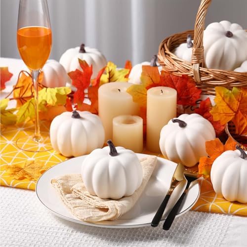 Liliful 4 Inch Artificial Foam Pumpkins 12 Pcs Fall Decor