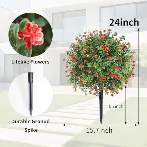 24 Inch Artificial Boxwood Topiary Set of 2