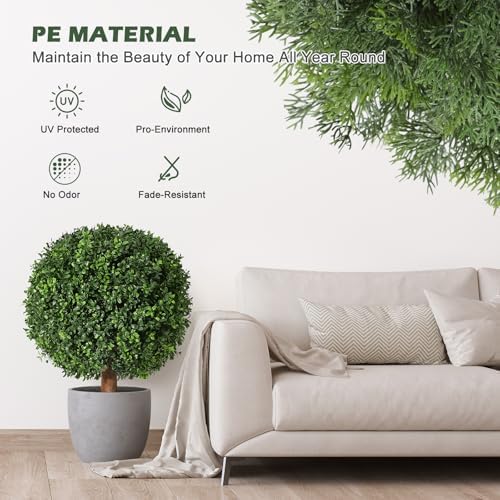 GarveeHome 24 Inch Artificial Topiary Boxwood Ball Set of 2