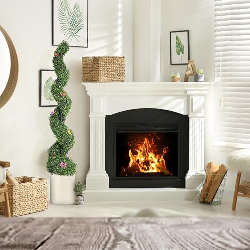 GarveeHome 5 Ft Artificial Boxwood Spiral Topiary Trees