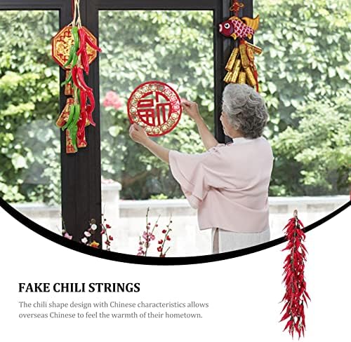 Happyyami 5pcs Artificial Chili Peppers Hanging Decorations
