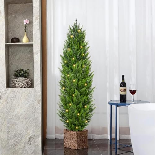 Briful 5ft Cedar Topiary Trees Artificial Set of 2 1