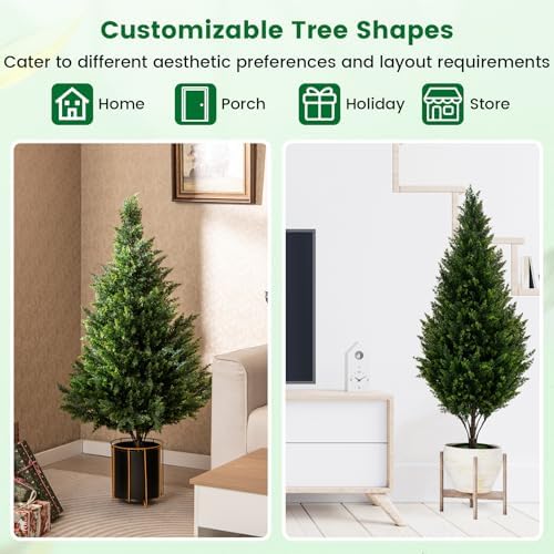 Goplus Artificial Cedar Topiary Trees Set of 2