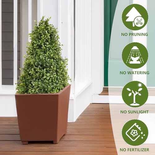 36in Artificial Boxwood Topiary Cone Trees Set of 2
