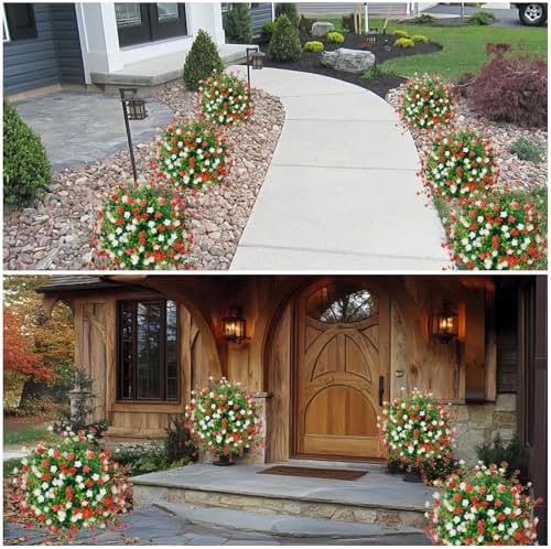 2 Pack Artificial Boxwood Topiaries with Ground Spikes