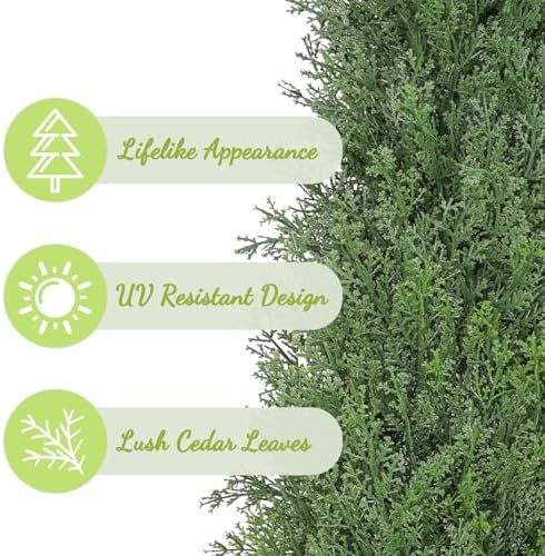 MANASENLUSH Artificial Cedar Topiary Trees 3FT Set of 2